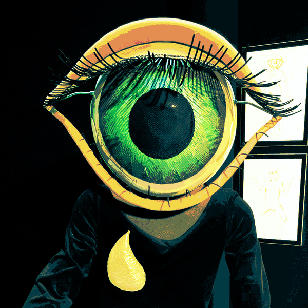 Un oeil théâtral en gros plan